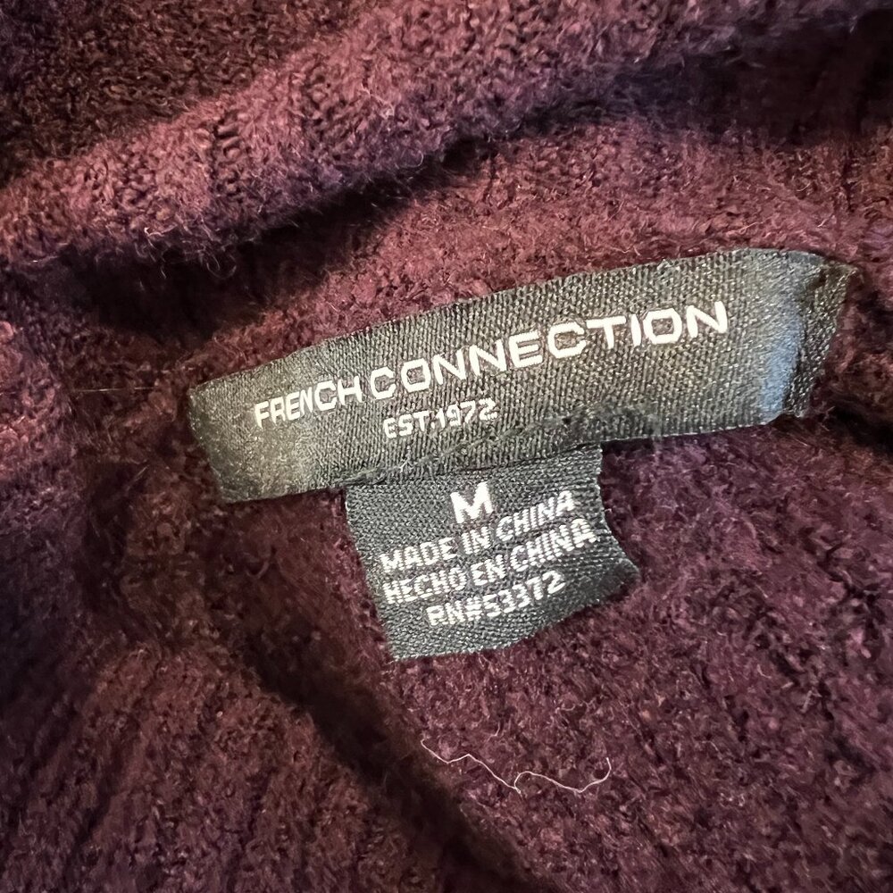 NWT French Connection Burgundy Mock Neck Bell Sleeve Ribbed Sweater Size M - Picture 7 of 9